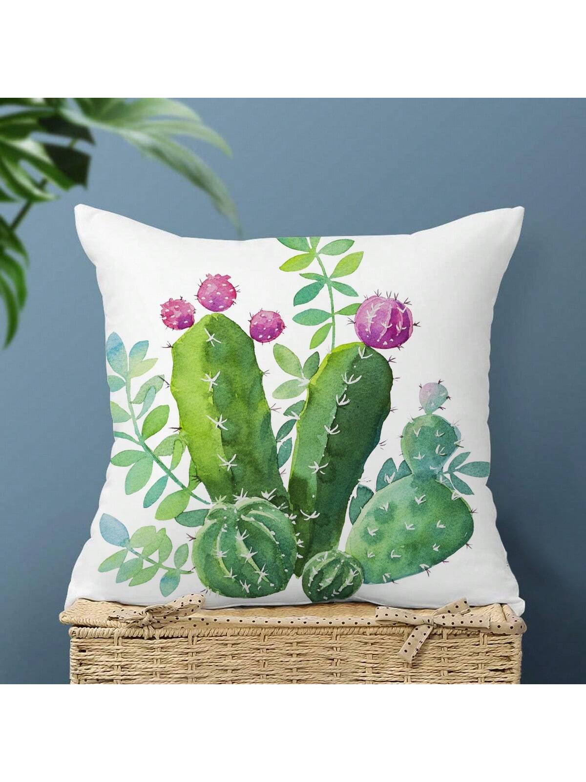 غطاء وسادة مربع بنمط كاكتوس