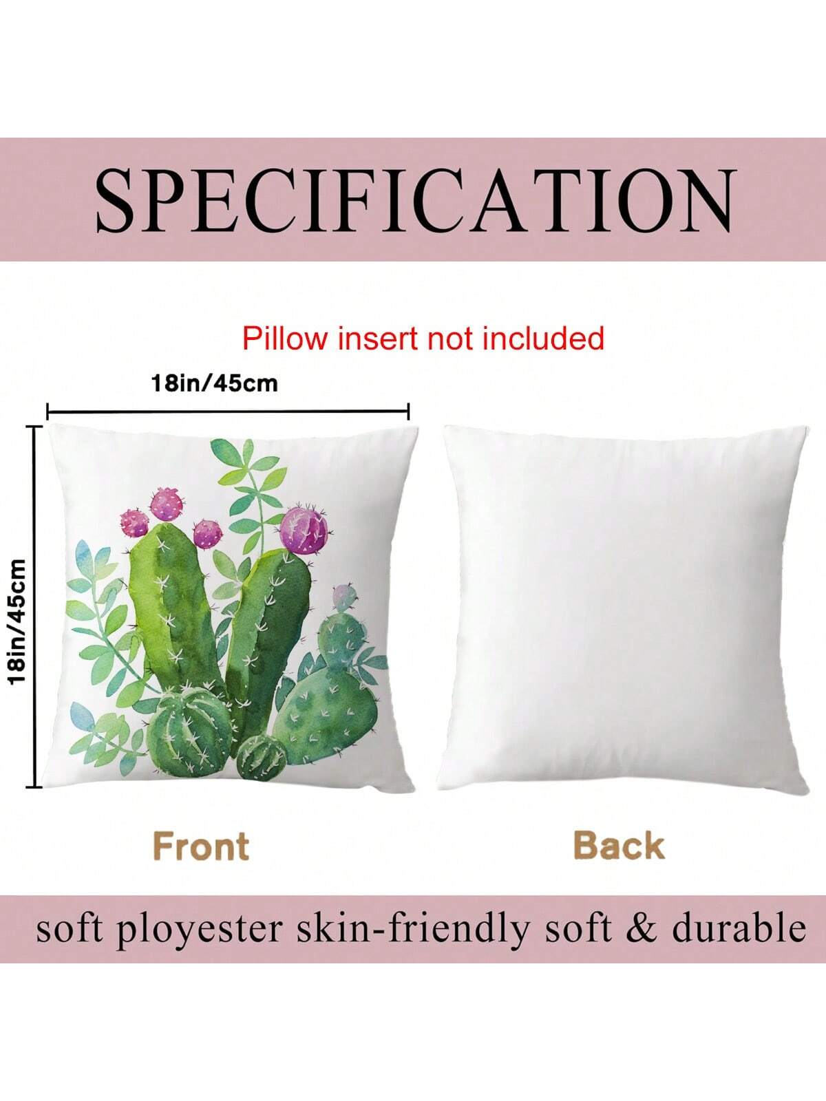 غطاء وسادة مربع بنمط كاكتوس