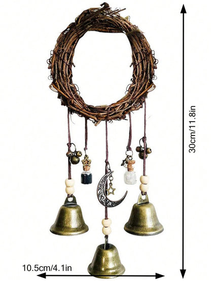 جرس زهرة الرتان الجدارية الباب المعلق مقبض الباب جرس ديكوري