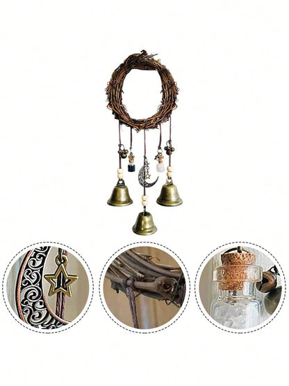 جرس زهرة الرتان الجدارية الباب المعلق مقبض الباب جرس ديكوري