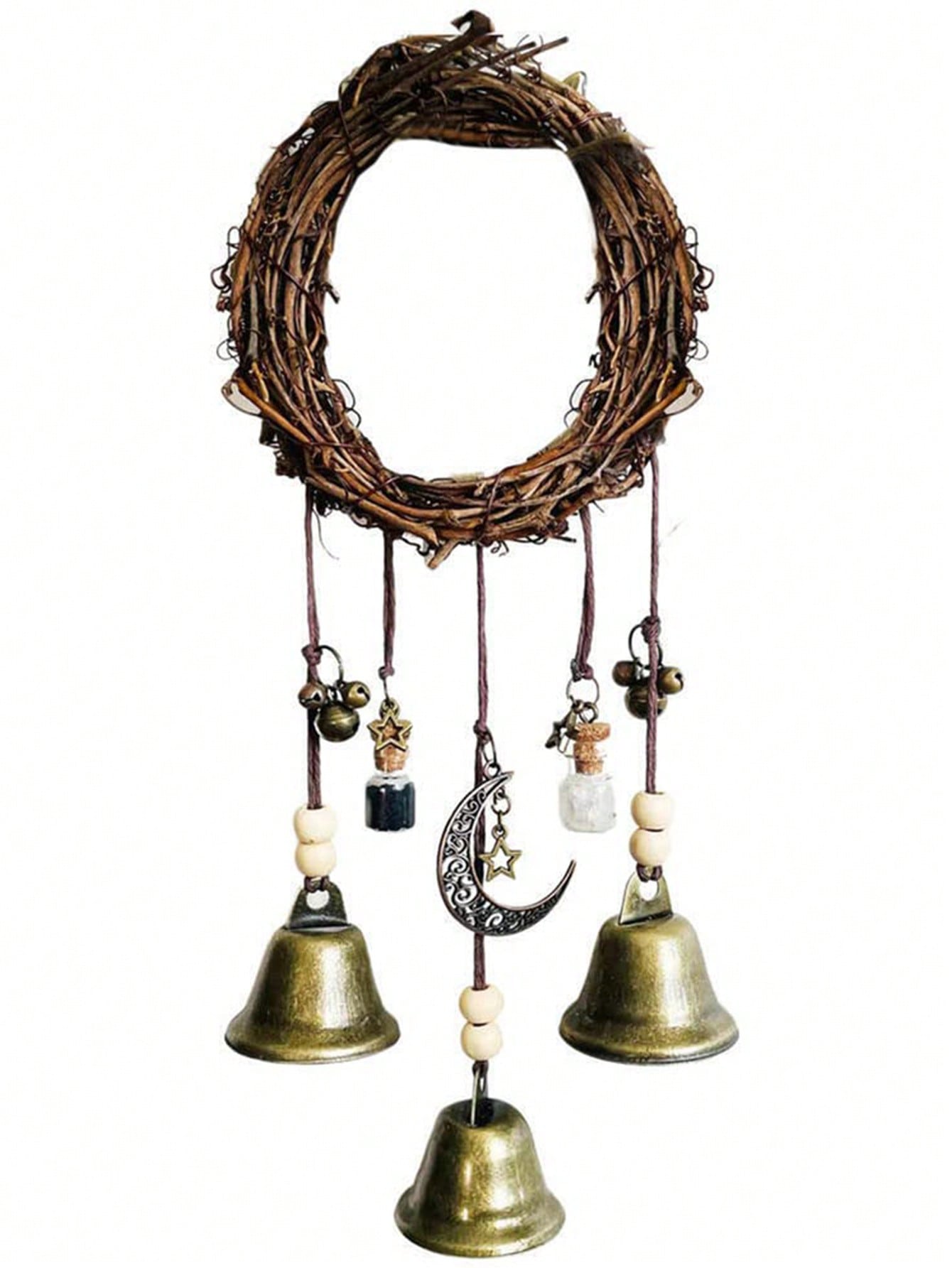 جرس زهرة الرتان الجدارية الباب المعلق مقبض الباب جرس ديكوري