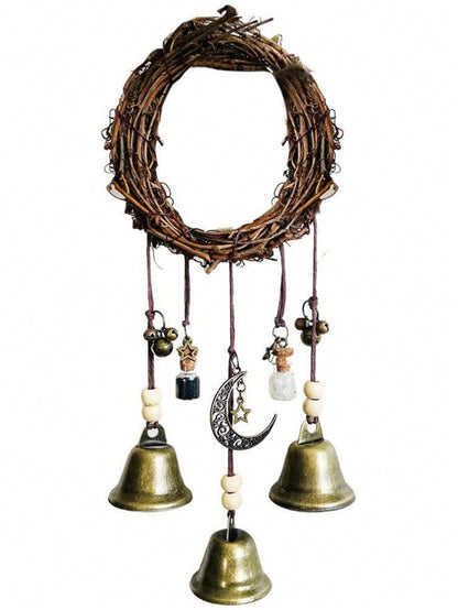 جرس زهرة الرتان الجدارية الباب المعلق مقبض الباب جرس ديكوري