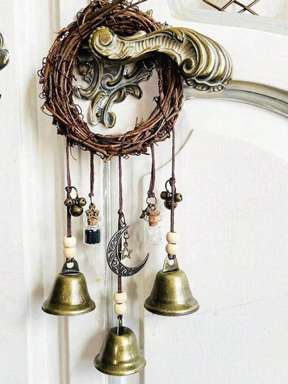 جرس زهرة الرتان الجدارية الباب المعلق مقبض الباب جرس ديكوري