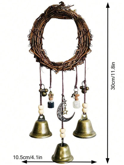 جرس زهرة الرتان الجدارية الباب المعلق مقبض الباب جرس ديكوري