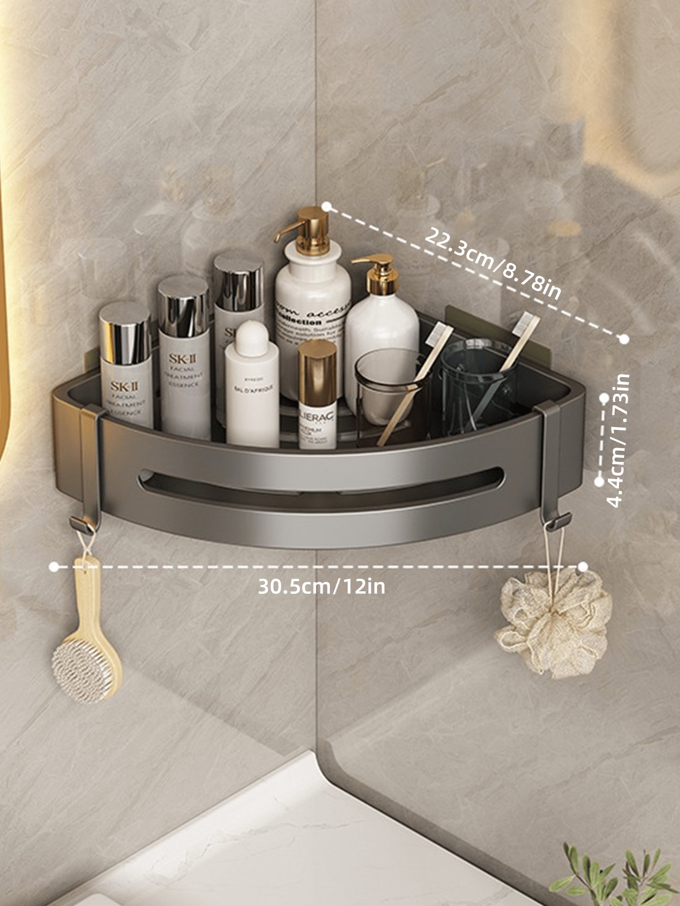 رف زاوية ثلاثي بدون ثقوب قطعة واحدة