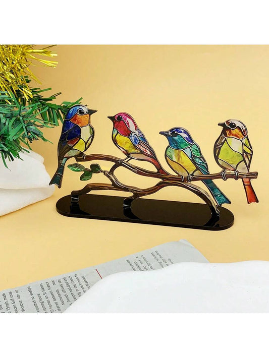 زخرفة سطح مكتب طائر ملونة مع فروع للمنزل
