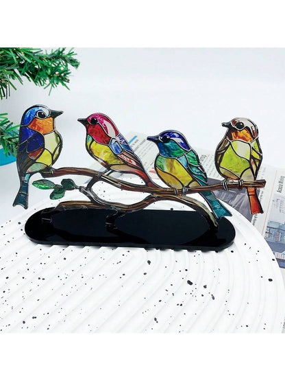 زخرفة سطح مكتب طائر ملونة مع فروع للمنزل