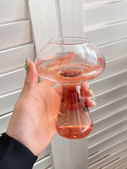 كأس زجاجي بوروسيليكات عالي التحمل سعة 240 مل تصميم فطري شفاف جديد