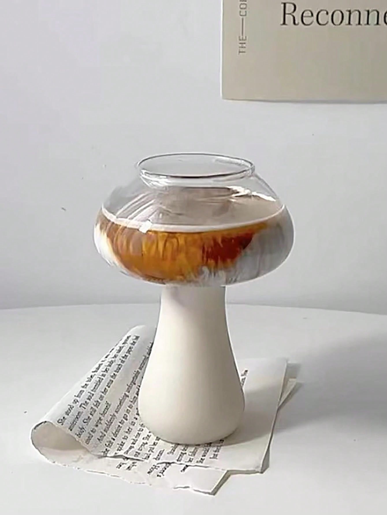 كأس زجاجي بوروسيليكات عالي التحمل سعة 240 مل تصميم فطري شفاف جديد