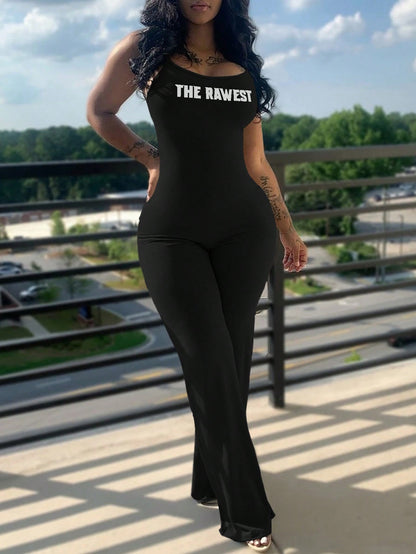 بدلة قصيرة نسائية غير رسمية بدون أكمام مطبوع عليها كلمات للاستخدام اليومي في فصل الصيف