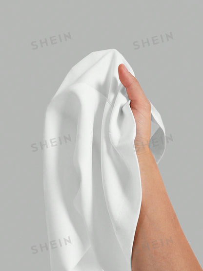 سروال نسائي عالي الخصر عريض مطوي بأسفل بسيط وأنيق بلون صلب