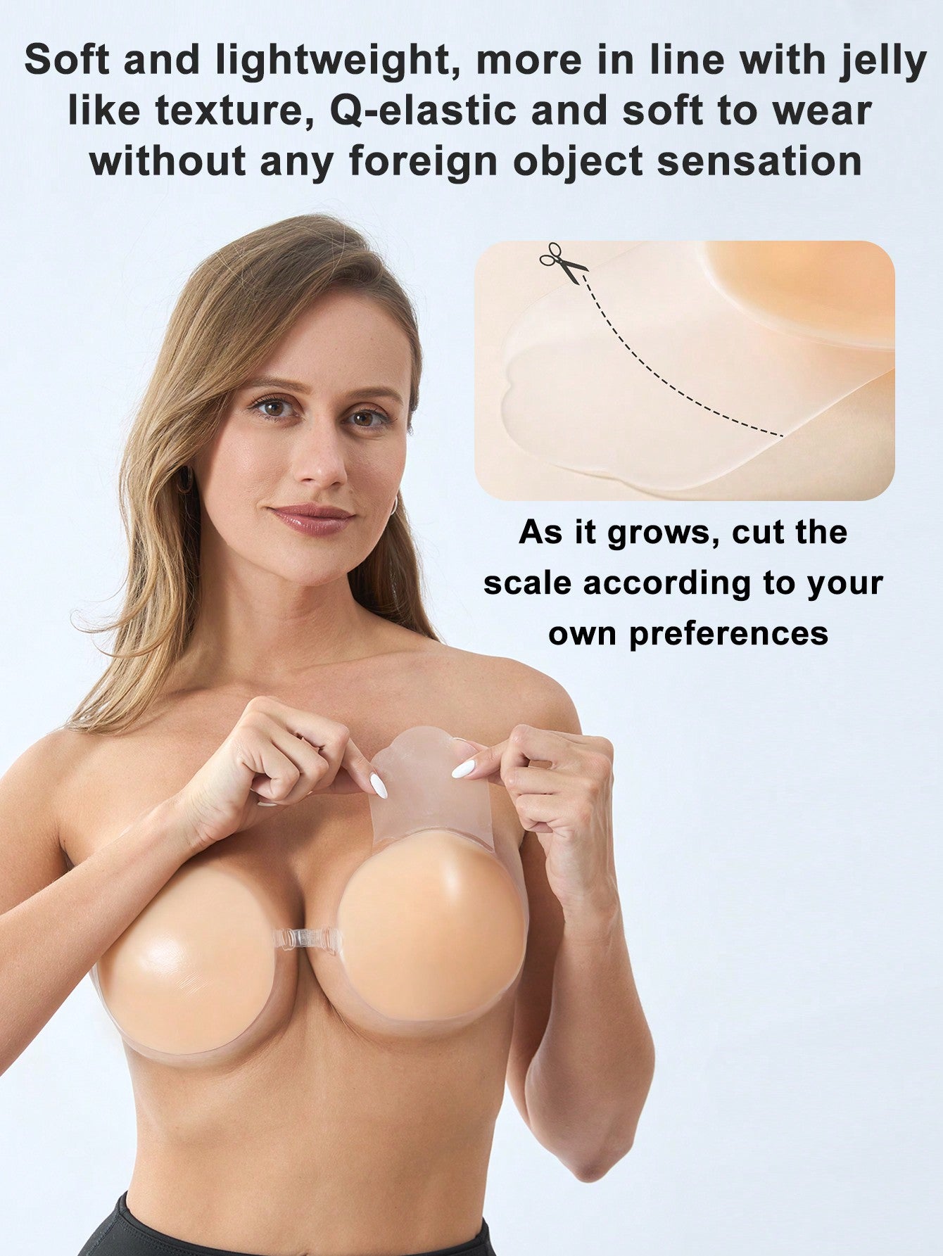 زوج من لاصقات ثدي السيليكون لرفع الصدر باللون المشمشي والشكل الكروي للنساء