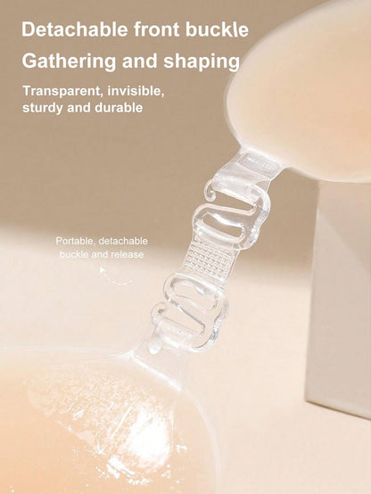 زوج من لاصقات ثدي السيليكون لرفع الصدر باللون المشمشي والشكل الكروي للنساء