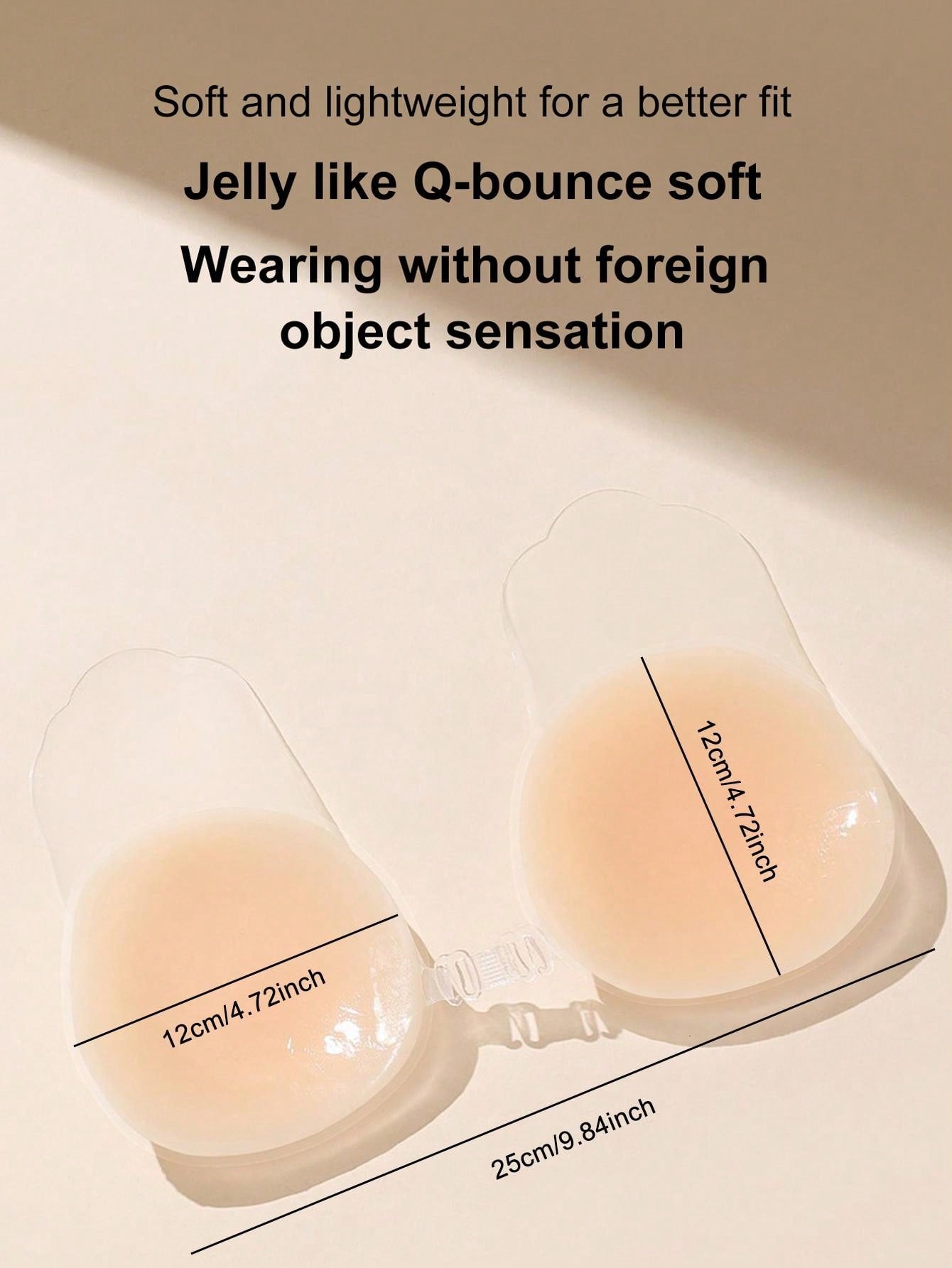 زوج من لاصقات ثدي السيليكون لرفع الصدر باللون المشمشي والشكل الكروي للنساء