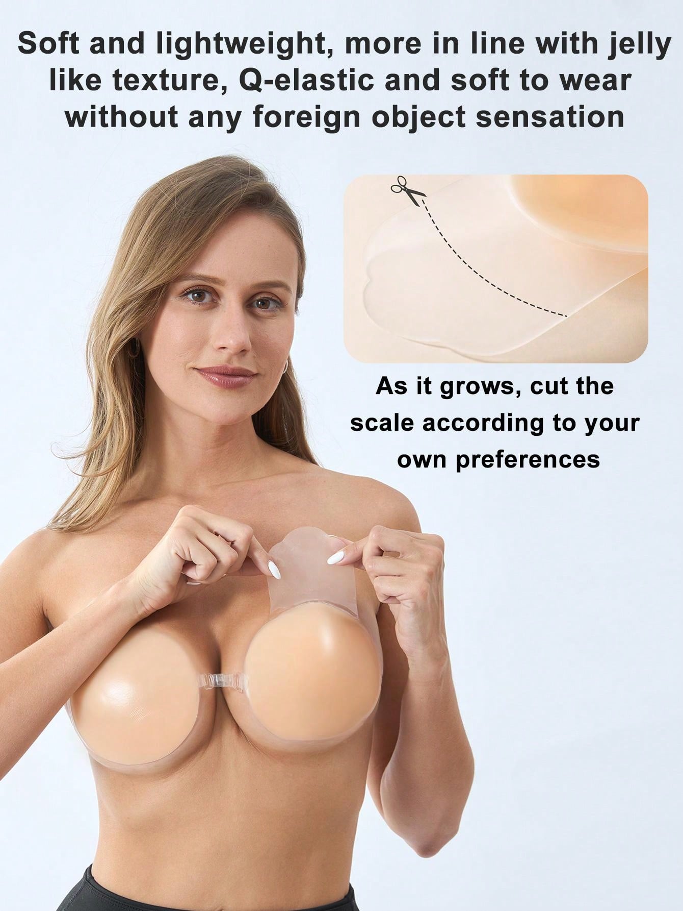 زوج من لاصقات ثدي السيليكون لرفع الصدر باللون المشمشي والشكل الكروي للنساء