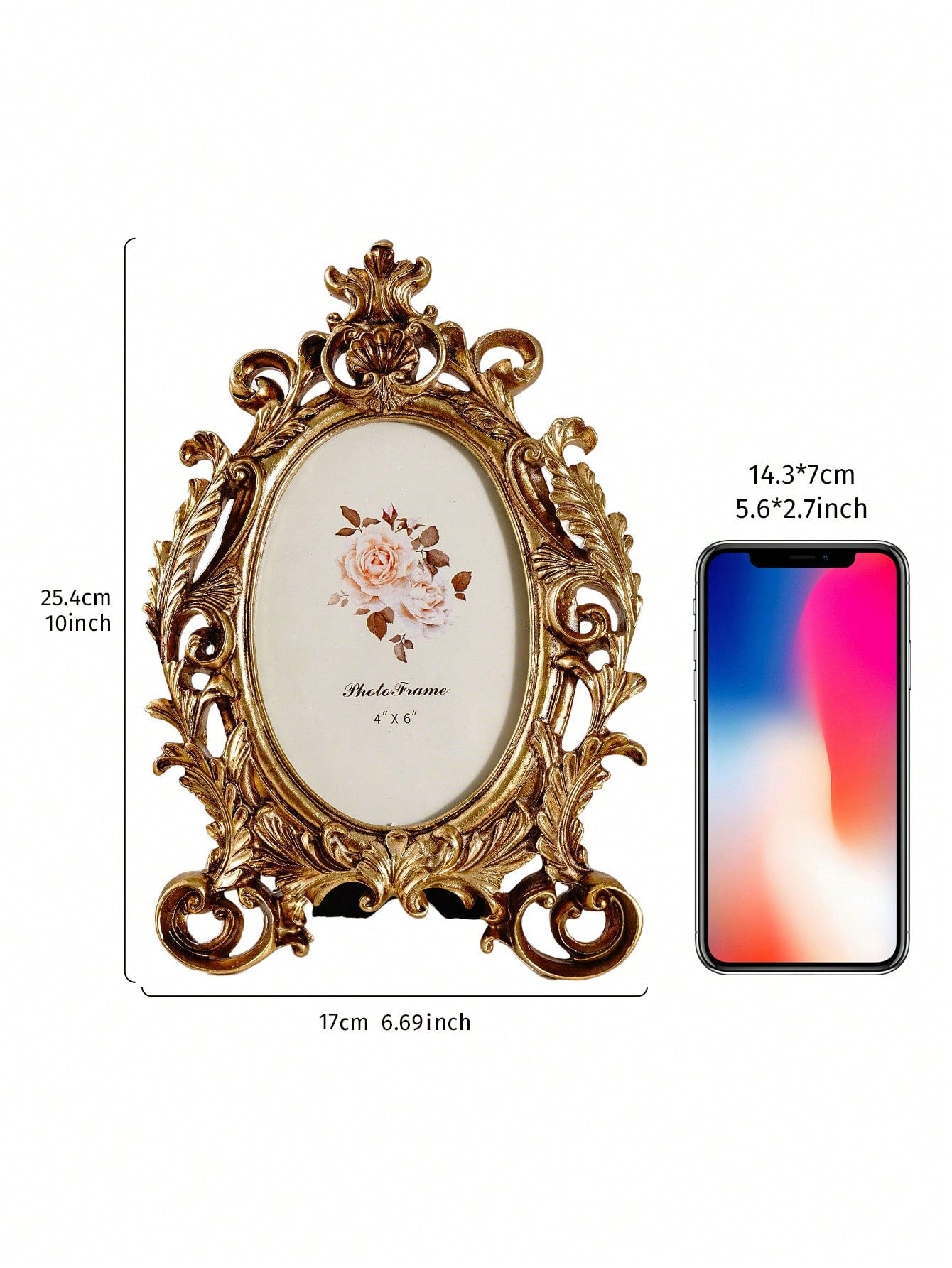 إطار صور بشكل بيضاوي ورديقي أوروبي مزخرف