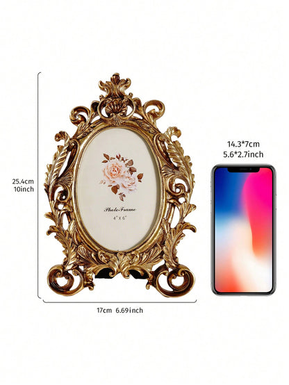 إطار صور بشكل بيضاوي ورديقي أوروبي مزخرف