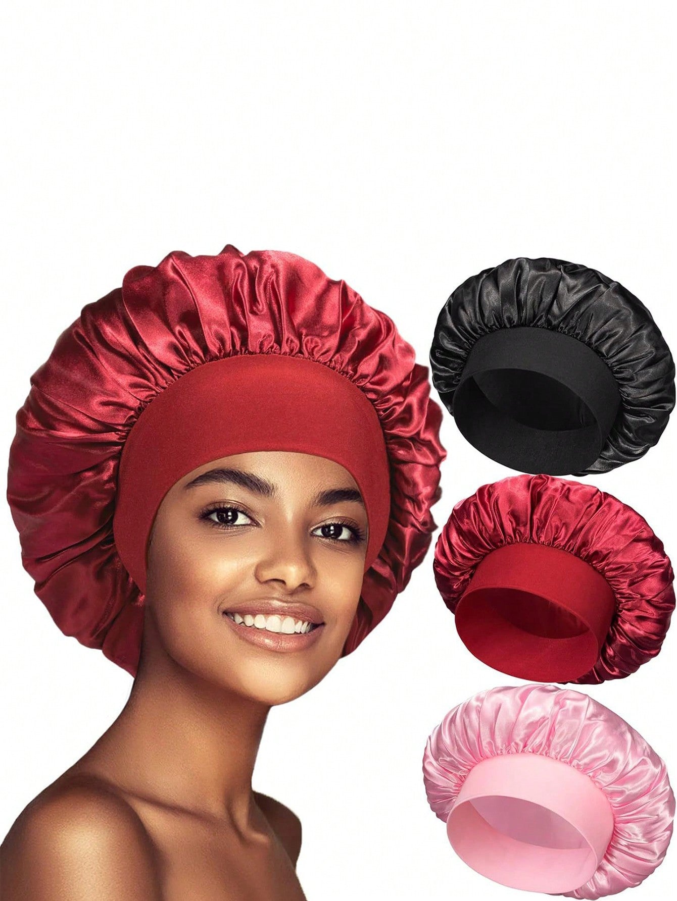 قبعة دائرية بشريط دينج وقوس زخرفي واسع مطاطي محاك من الحرير لتزيين الشعر مع حافة واسعة من الأقمشة الداخلية ليلية