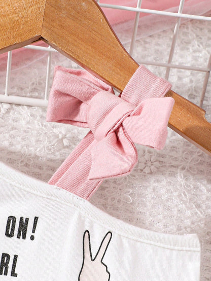 مجموعة بنات رضع للصيف، بلوزة مطبوعة بنمط كرتوني وبنطلون طويل مناسب مع خصر مرن، مناسب للصيف