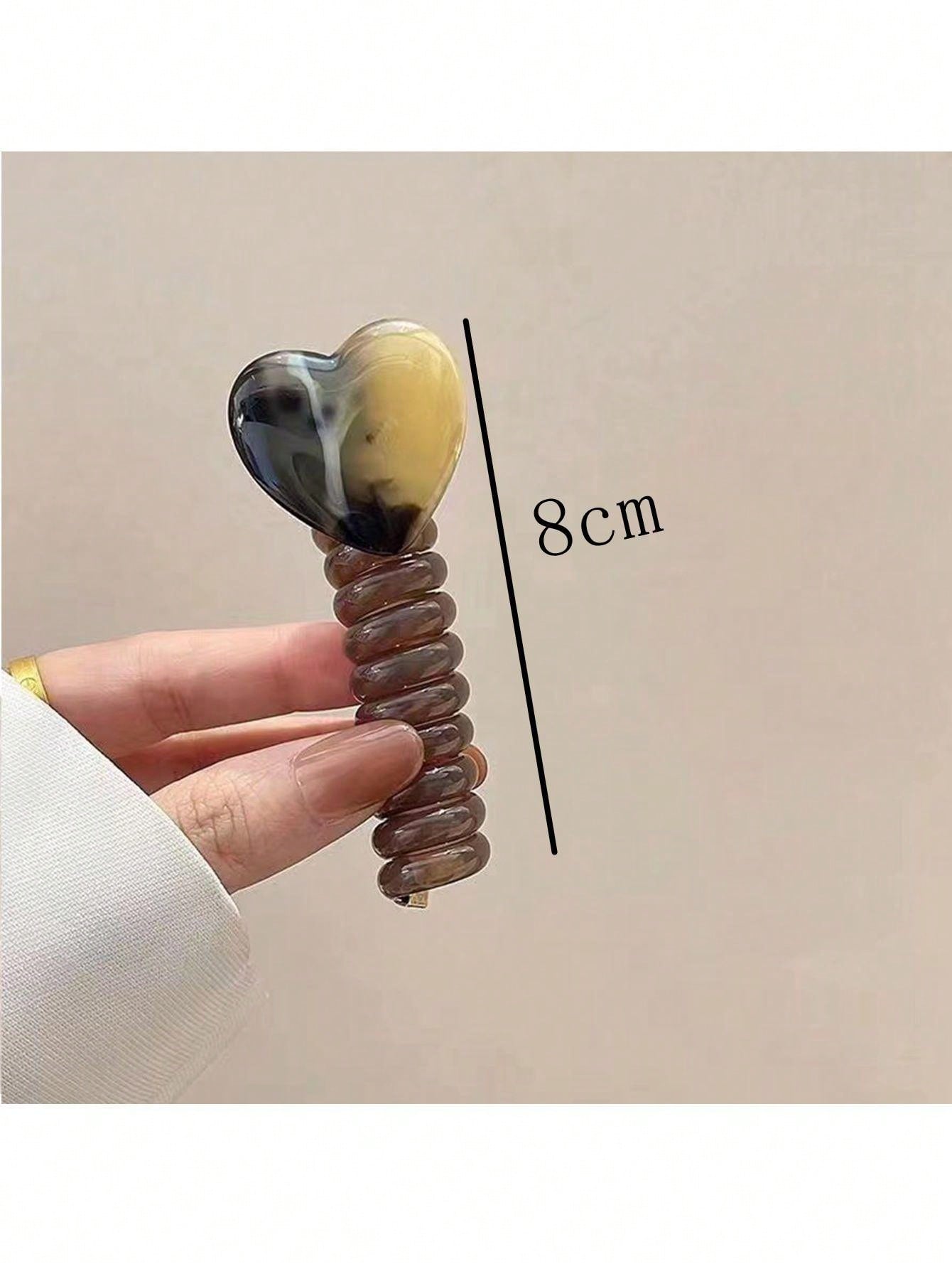 ربطة شعر على شكل قلب من سلك الهاتف قطعة واحدة، مناسبة لاكسسوارات تصفيفات الشعر المضفر