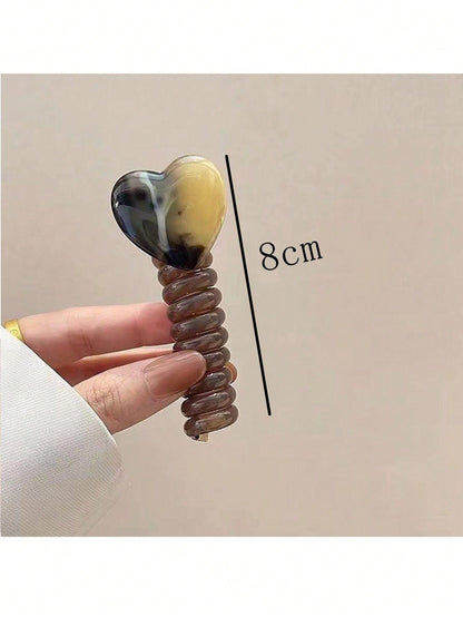 ربطة شعر على شكل قلب من سلك الهاتف قطعة واحدة، مناسبة لاكسسوارات تصفيفات الشعر المضفر