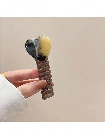 ربطة شعر على شكل قلب من سلك الهاتف قطعة واحدة، مناسبة لاكسسوارات تصفيفات الشعر المضفر