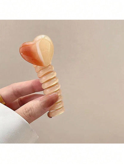 ربطة شعر على شكل قلب من سلك الهاتف قطعة واحدة، مناسبة لاكسسوارات تصفيفات الشعر المضفر