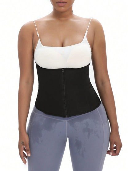 حزام رياضي خارجي قطعة واحدة ضاغط للخصر قابل للتعديل بإبزيم وسحاب، حزام خصر تعرق صيفي ساخن مع حامل داعم للتشكيل