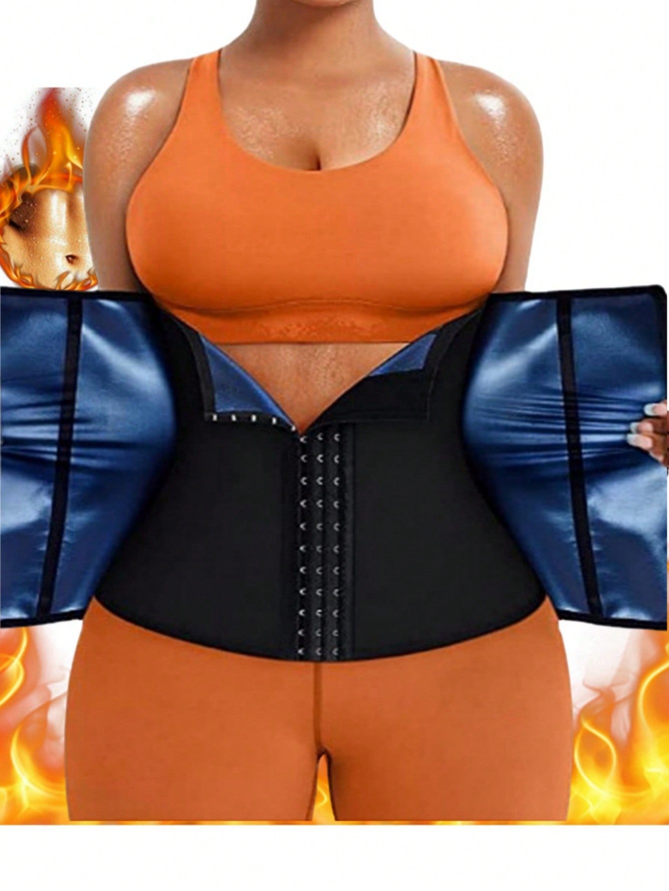 حزام رياضي خارجي قطعة واحدة ضاغط للخصر قابل للتعديل بإبزيم وسحاب