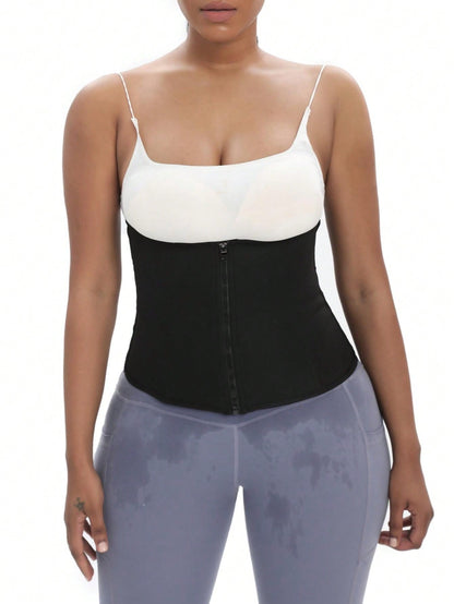 حزام رياضي خارجي قطعة واحدة ضاغط للخصر قابل للتعديل بإبزيم وسحاب