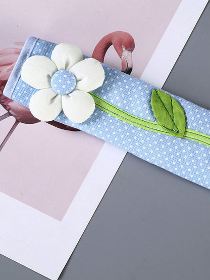 غطاء مقبض ثلاجة ذو بابين بنمط نقطة الشمس و الزهور يحمي من البرد والغبار