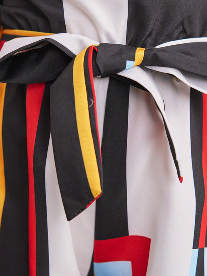 رومبير كامي بحزام وبالوان متجانسة للبنات الصغار