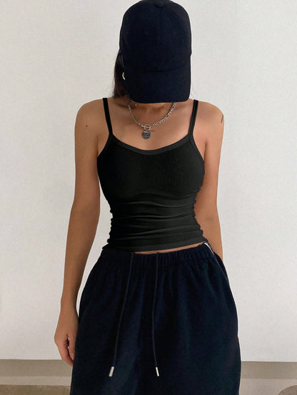 ملابس علوية بدون أكمام نحيف مطوي  لصيف النساء