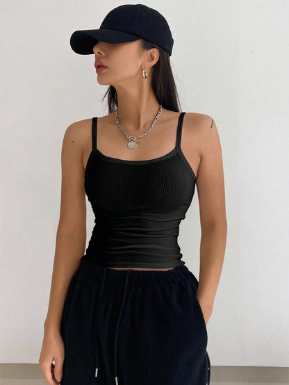 ملابس علوية بدون أكمام نحيف مطوي  لصيف النساء