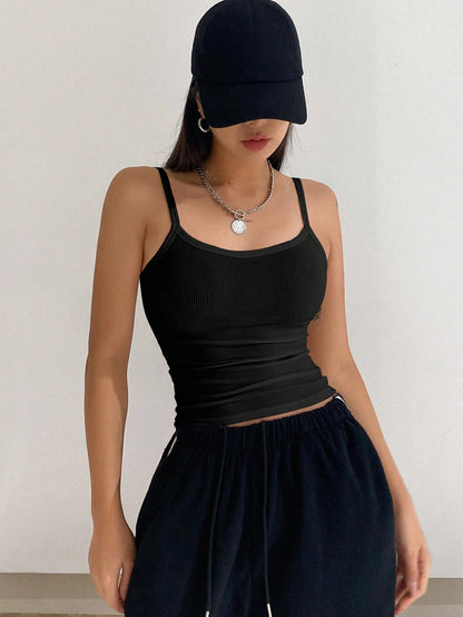 ملابس علوية بدون أكمام نحيف مطوي  لصيف النساء