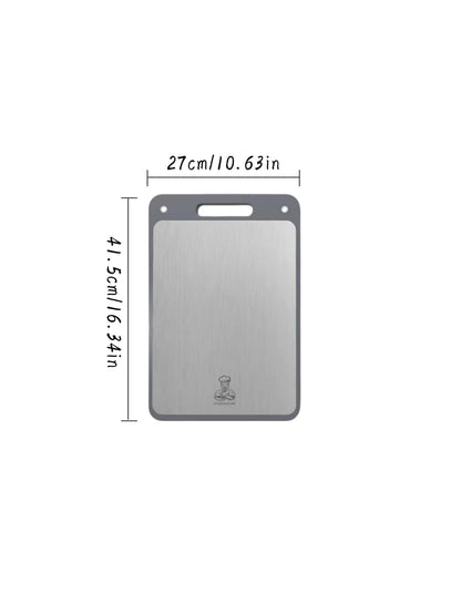 لوح قطع مزدوج من الفولاذ المقاوم للصدأ قابل للثني للمنزل، لوح تقطيع مطبخي سميك مضاد للبكتيريا و العفن مع صينية بلاستيكية