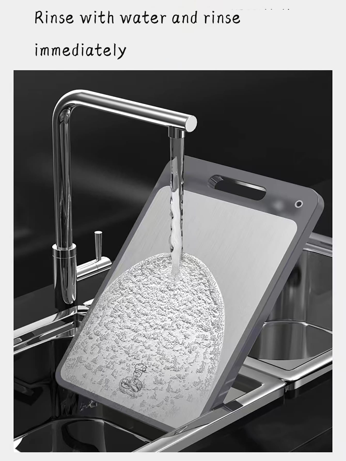 لوح قطع مزدوج من الفولاذ المقاوم للصدأ قابل للثني للمنزل، لوح تقطيع مطبخي سميك مضاد للبكتيريا و العفن مع صينية بلاستيكية