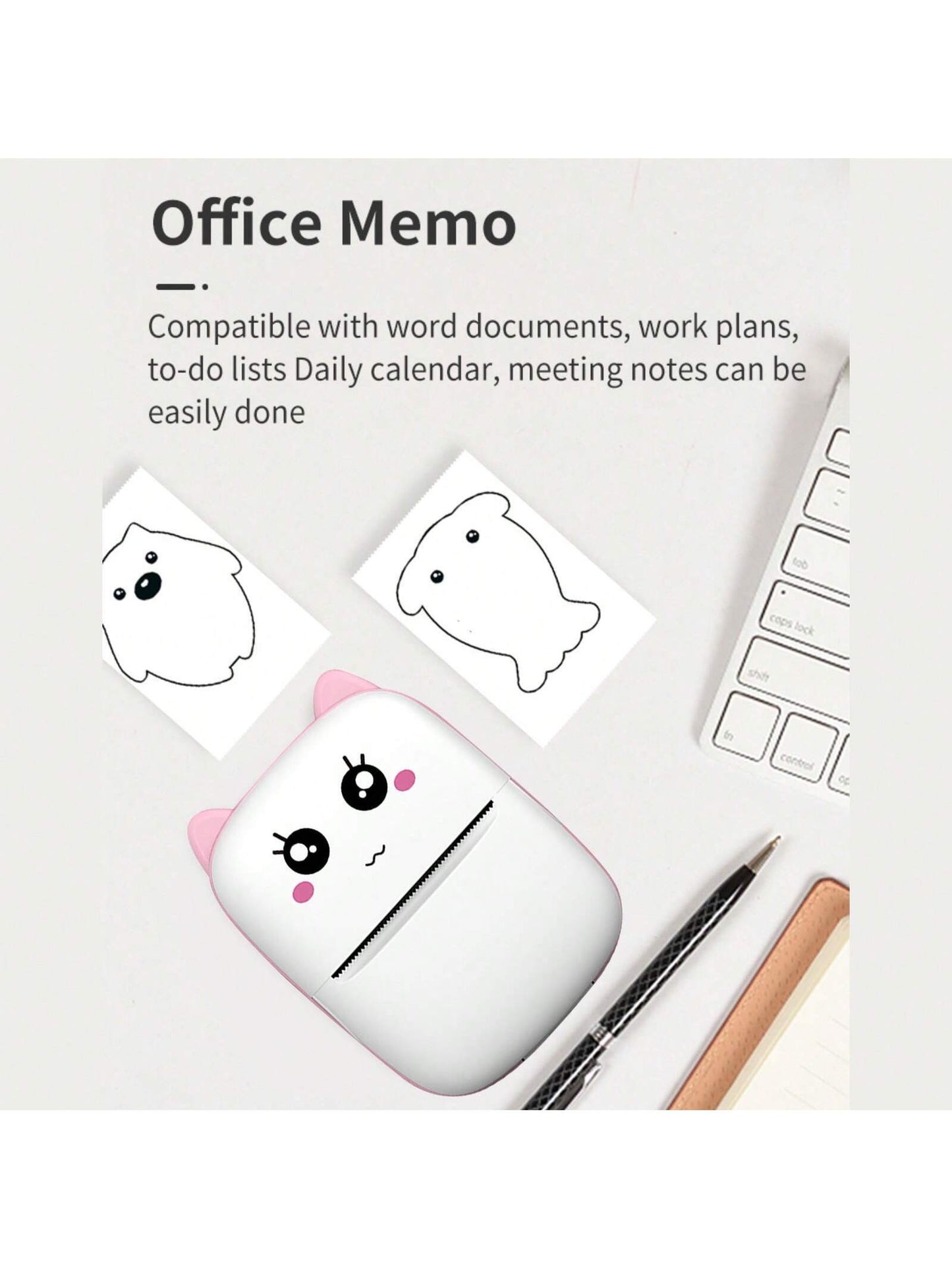 طابعة محمولة لاسلكية صغيرة، طابعة جيبية للورق الحراري مزودة بلفة واحدة من ورق الطباعة، لتطبيق Android أو IOS، طابعة بدون حبر ، مناسبة للمنزل والمكتب والتعلم ، اللون الوردي