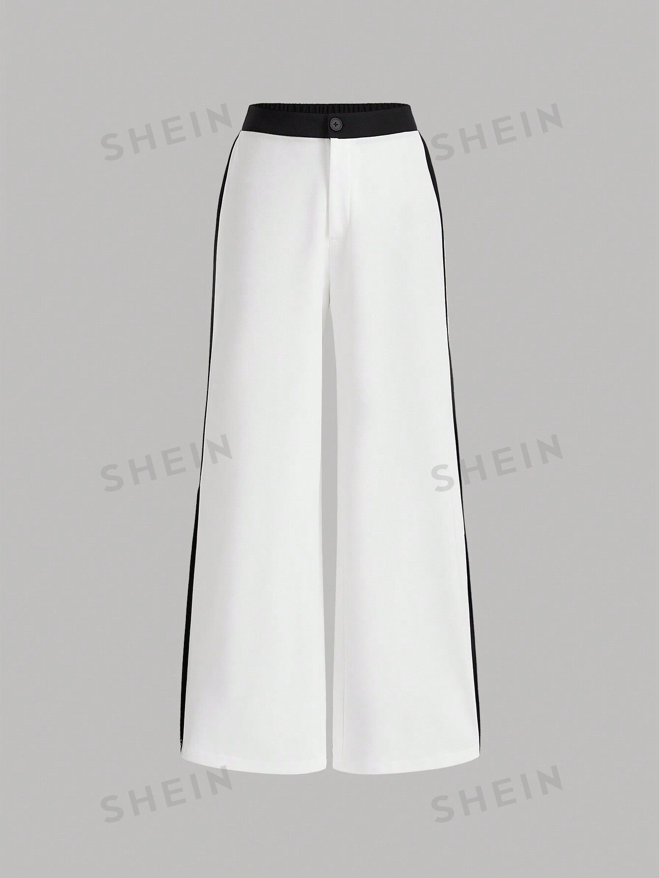 سروال واسع الساقين للنساء بتصميم بسيط وأنيق على شكل كتل الألوان مع شق جانبي