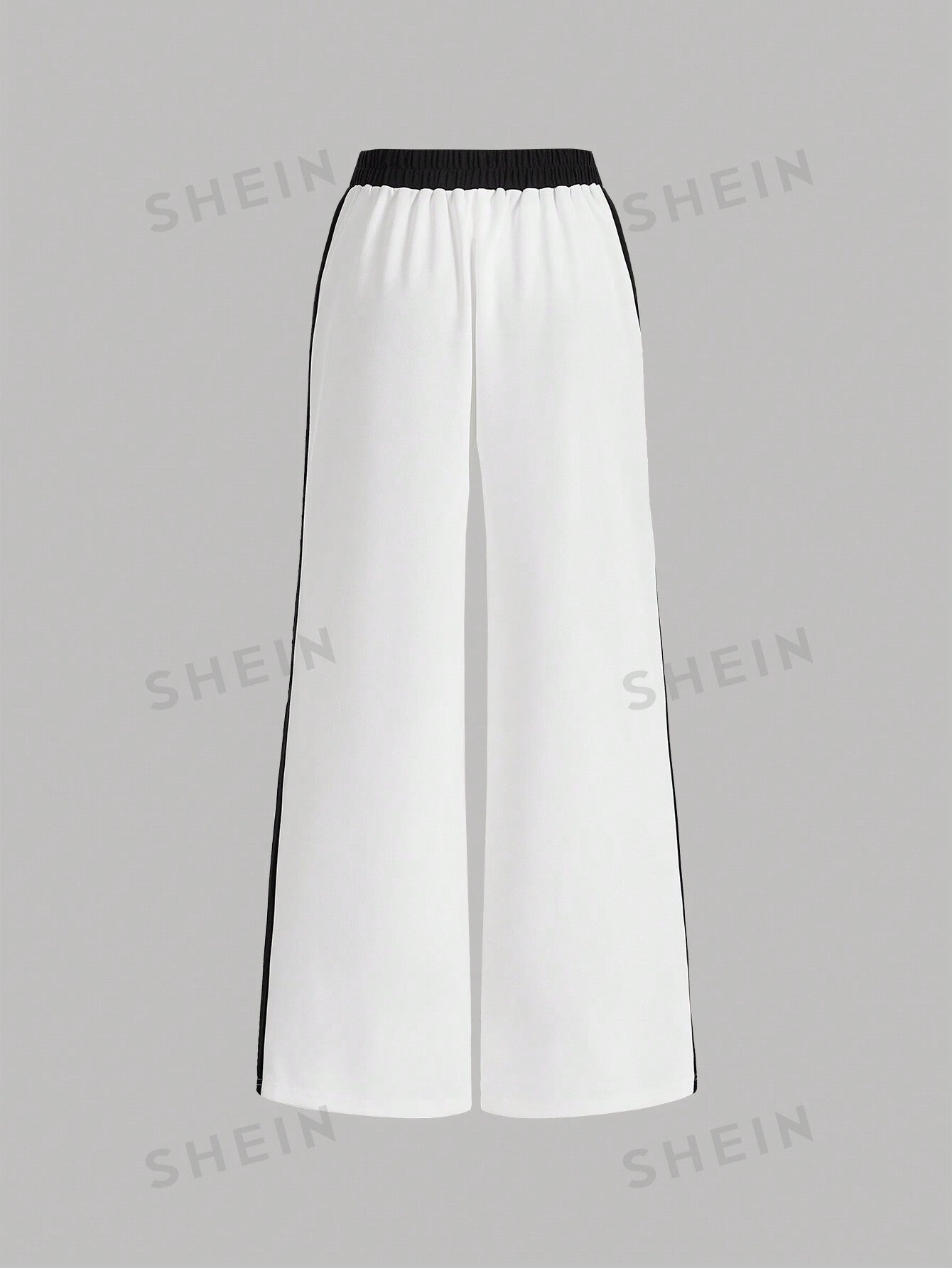 سروال واسع الساقين للنساء بتصميم بسيط وأنيق على شكل كتل الألوان مع شق جانبي