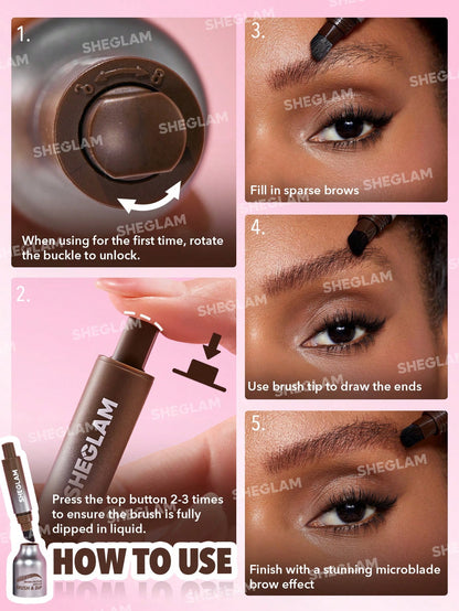 SHEGLAM فرشاة Brow-fection Angled Brush & Dip-Taupe