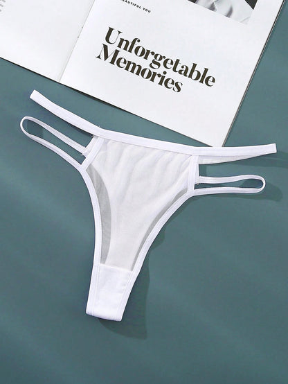 طقم من 5قطع سراويل داخلية فتحة مفتوحة نسائية مريحة ومنفذة للهواء بألوان صلبة بسيطة وأنيقة