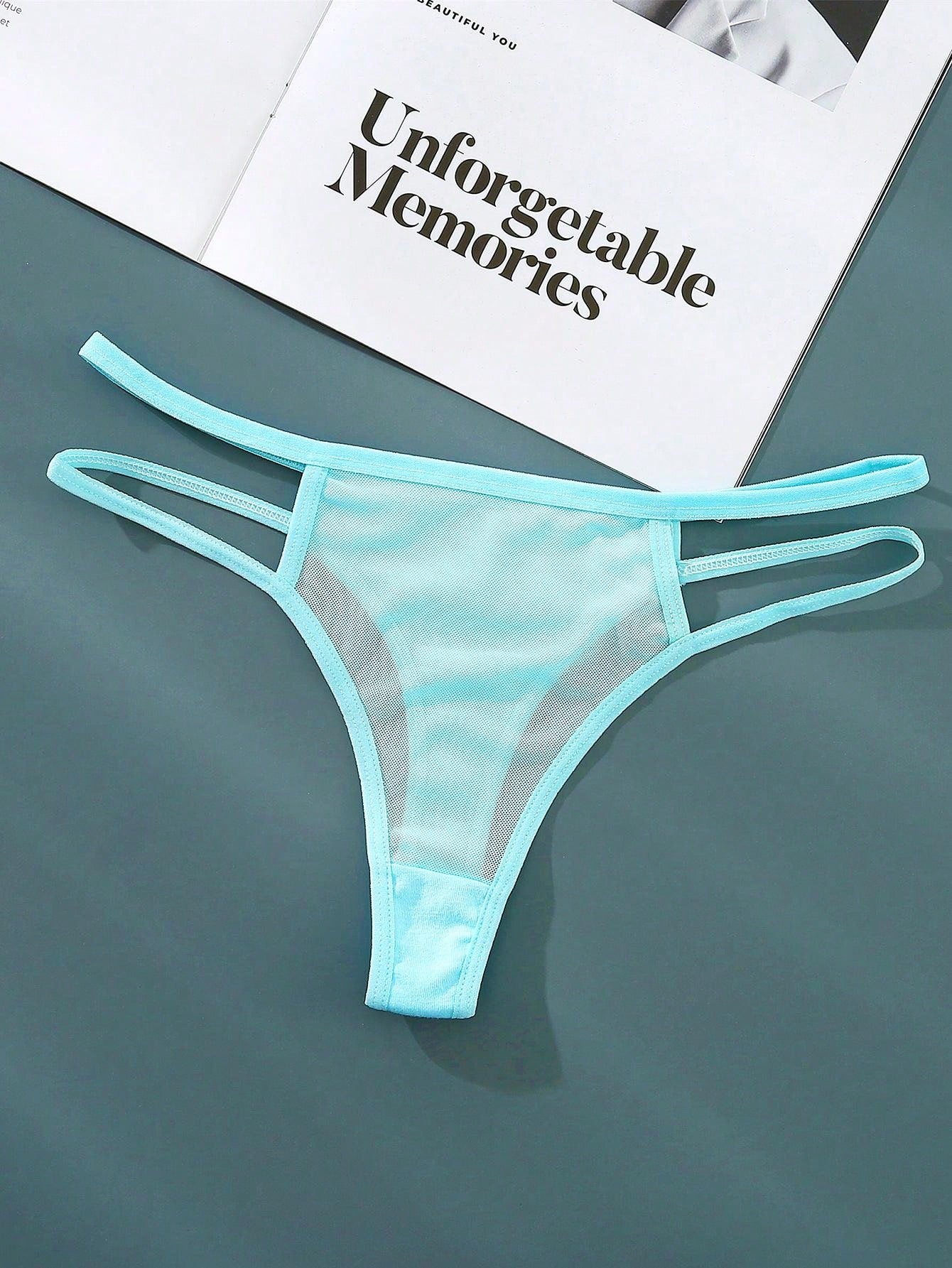 طقم من 5قطع سراويل داخلية فتحة مفتوحة نسائية مريحة ومنفذة للهواء بألوان صلبة بسيطة وأنيقة