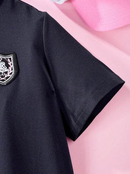 فتاة مراهقة كلية نمط البولو الرقبة فستان صيفي عارض مريح بأكمام قصيرة للسفر