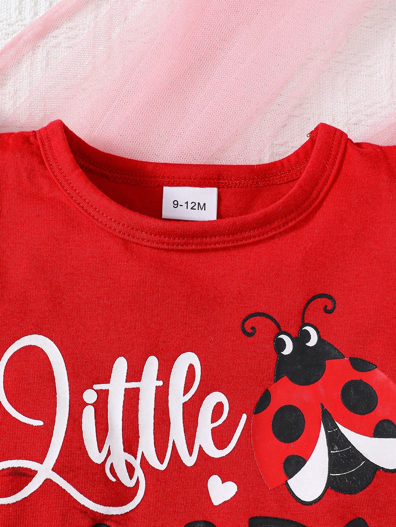 زي طفلة قصير الأكمام المتراقصة ، طباعة حرف الدعسوقة ، بنطلون قصير وحاشية رأس ، ملابس جميلة ولطيفة مكونة من 3 قطع للاستخدام اليومي والاسترخاء