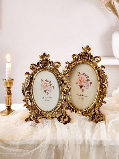 إطار صور بشكل بيضاوي ورديقي أوروبي مزخرف