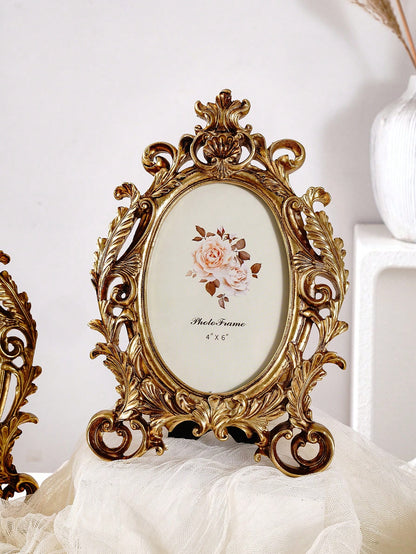 إطار صور بشكل بيضاوي ورديقي أوروبي مزخرف