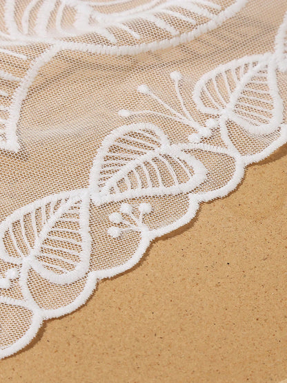 حلقة رأس شال ثلاثي الأطراف مطبوع عليها تفاح الكرز الحلو والجميل مع نسيج شبكي، نمط الريف البوهيمي 1 قطعة