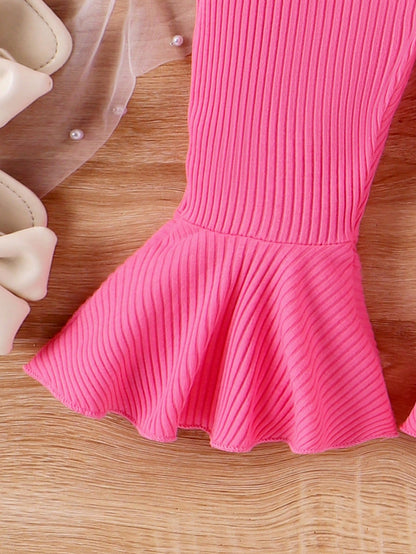 بدلة قفطانية للأطفال الرضع البنات بحمالة مع فصوص رومانسية وتفاصيل زهرية