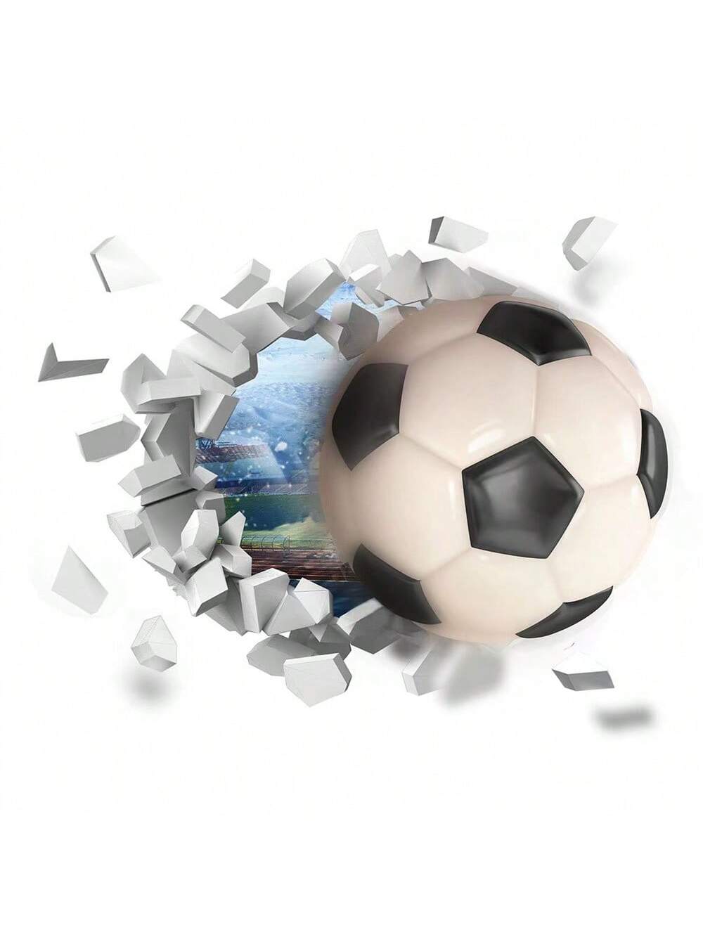 ملصق حائط ثلاثي الأبعاد ستيريوسكوبي كرة قدم، راجبي، ملصقات ديكور الحائط للأطفال غرفة، حضانة، ديكور غرفة النوم، لاصق ذاتي